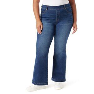 Gloria Vanderbilt Pull-On Shape Effect Flared Leg Denim Jeans, 22W, Blue